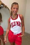 Lulu Mac Tank White w Red