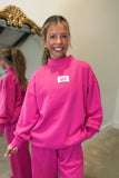 Lulu Mac Terrycloth Mock Neck Sweatshirt Hot Pink