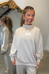 Lulu Mac Terrycloth Mock Neck Sweatshirt Sand
