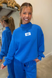 Lulu Mac Terrycloth Mock Neck Sweatshirt Bright Blue
