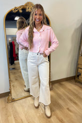 So Soft Scalloped Sweater Pink