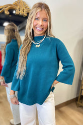 Ellen Mock Neck Pullover Teal