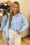 So Soft Scalloped Sweater Blue