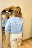 So Soft Scalloped Sweater Blue