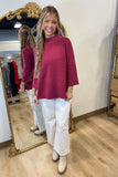 Ellen Mock Neck Pullover Wine