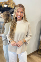 Ellen Mock Neck Pullover Shimmering Gold