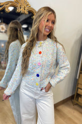 Colored Cozy Button Cardigan