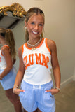 Lulu Mac Tank White w Orange