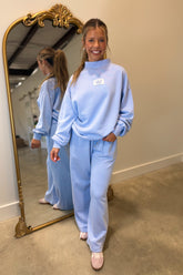 Lulu Mac Terrycloth Mock Neck Sweatshirt Light Blue