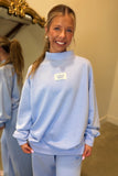 Lulu Mac Terrycloth Mock Neck Sweatshirt Light Blue