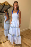 Napa Shoulder Tie Maxi Dress Blue