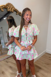 Beverly Hills Floral Short Set Green