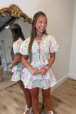 Beverly Hills Floral Short Set Green