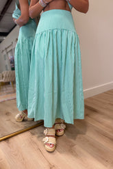 Carolina Gingham Maxi Skirt Green