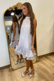 Evening Elegance Pleated Dress Grey