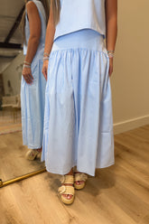 Carolina Gingham Maxi Skirt Blue