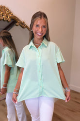 Portofino Pin Stripe Top Green