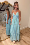 Barbados Striped Maxi Dress Blue Green