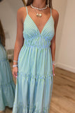 Barbados Striped Maxi Dress Blue Green
