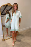 Umgee Contrast Trim Dress Green RESTOCK