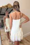 Florence Chiffon Lace Dress Ecru