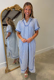 Umgee Striped Maxi Dress Royal Blue RESTOCK