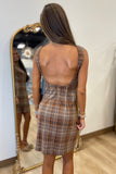 Plaid in Paradise Dress Brown