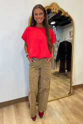Bubble Hem Knit Top Red