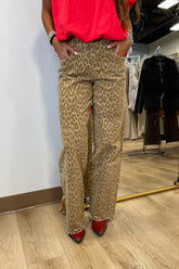 Bayeas Mid Rise Leopard Straight Leg Jean