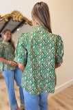 Lattice Rose Top Green