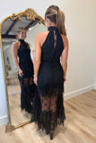 Main Event Sheer Halter Maxi Dress Black