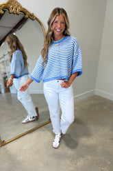 Coastal Blues Striped Cardigan