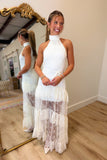Main Event Sheer Halter Maxi Dress Ivory
