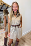 Elan Sleeveless Suede Cinched Dress Sand