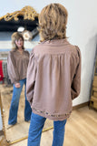 Umgee Scallop Hem Blouse Chocolate