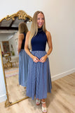 Elan Striped Combo Maxi Dress Navy Black
