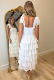 Waterfront Wedding Tiered Eyelet Dress White