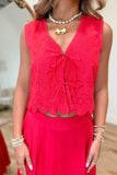 Summer Anthem Eyelet Skirt Set Red