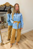 Elan Camel Collar Tie Denim Jacket