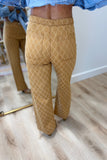 Diamond Quilted Texture Wide Leg Pants Camel