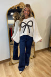 Bow Fever Chunky Knit Sweater Cream