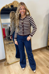 Cabin Stripes Cardigan Sweater Brown