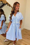 Stella Striped Zip Front Dress Harbor Blue