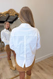 Elan Crisp Collar Button Down Top White