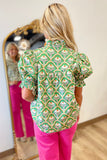 Flower Full Blouse Green