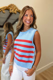 Seaboard Stripe Sweater Tank Blue Red