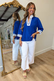 Deep Harbor 3/4 Sleeve Blouse Royal