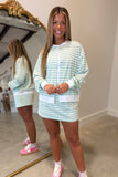 E Squared Striped Cardigan Mint Green