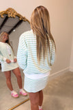 E Squared Striped Cardigan Mint Green