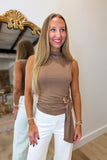 Elan Draped Detail Top Brown